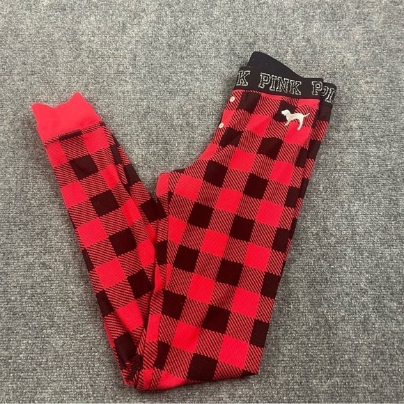 PINK by Victoria’s Secret Pajama Bottoms Red/Black Buffalo Plaid Size: Small - Picture 1 of 8